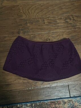 Victoria's Secret Dark Purple patterned swim skirt bikini bottoms